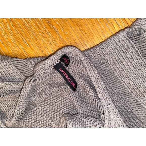 Material Girl Open Knit Gray Sweater Womens Small - Picture 6 of 6